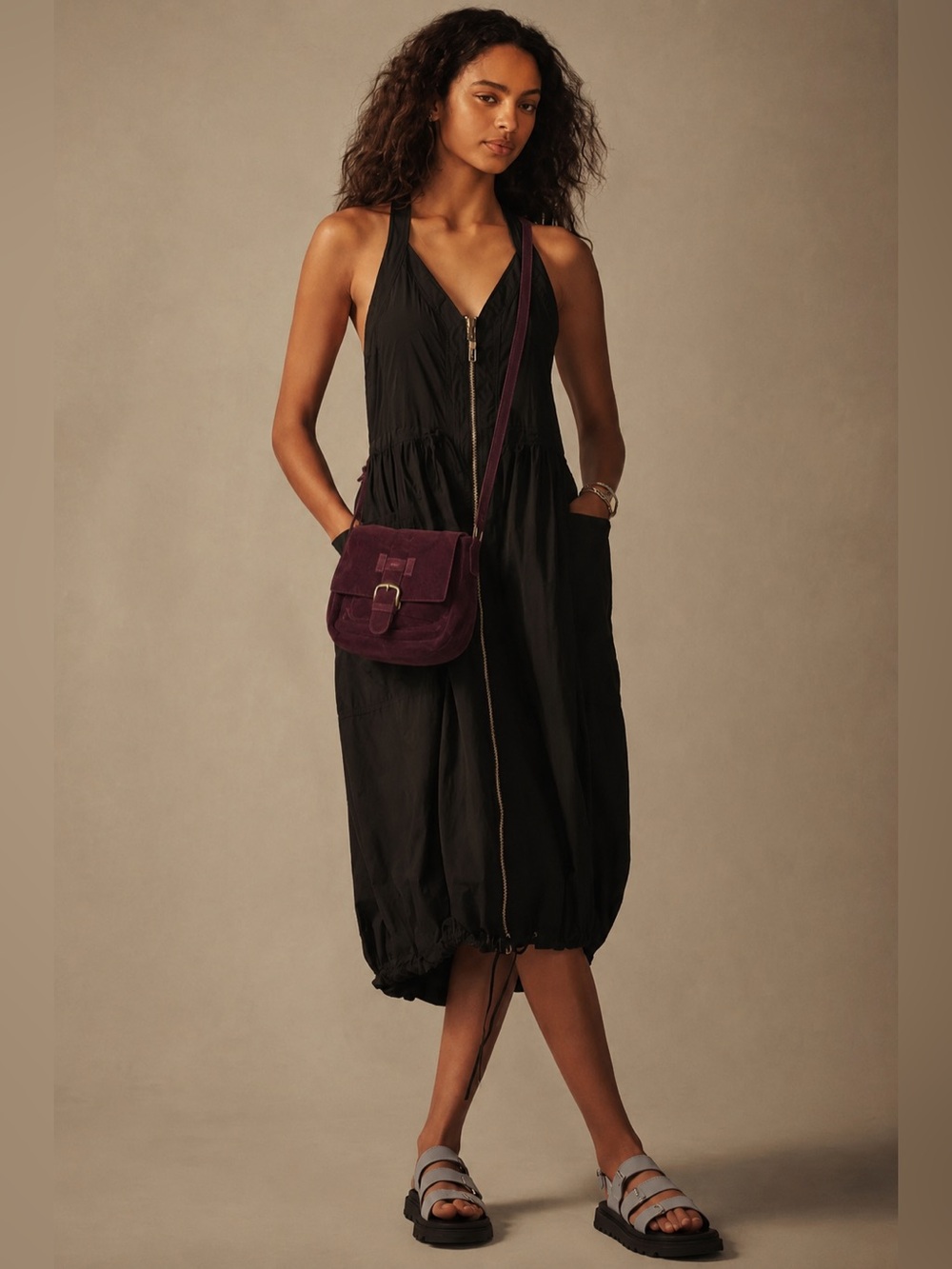 Prüne 100% Genuine Suede Leather Plum Purple Handbag Purse Pocketbook